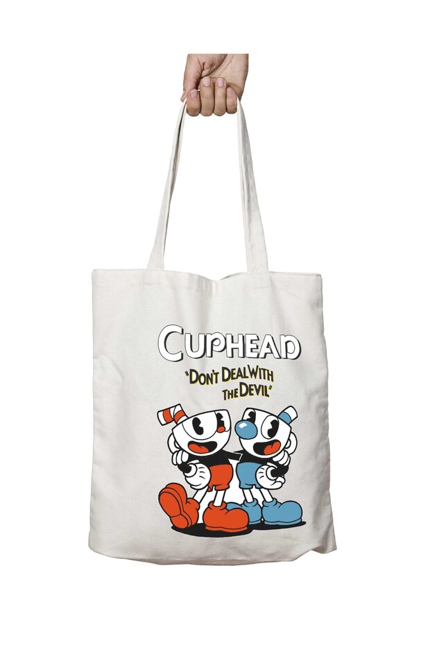 Cuphead Dont Deal with the Devil Two Sided Washable School Beach Shoulder Tote Bag