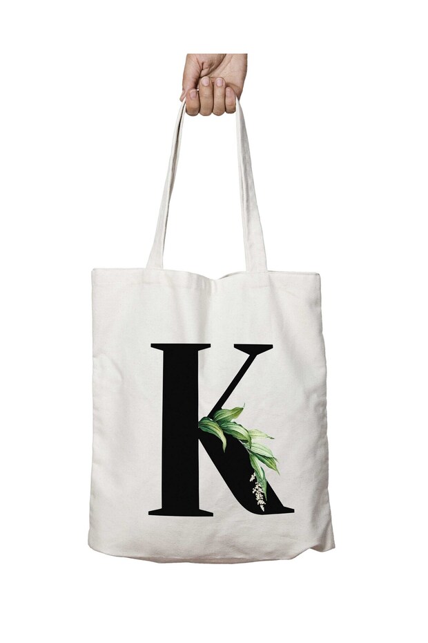 Letter K Two-Sided Permanent Washable School Beach Shoulder Cloth Bag