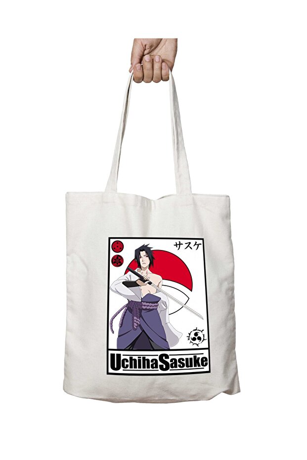 Uchiha Sasuke Anime Two Sides Lasting Washable School Beach Shoulder Cloth Bag