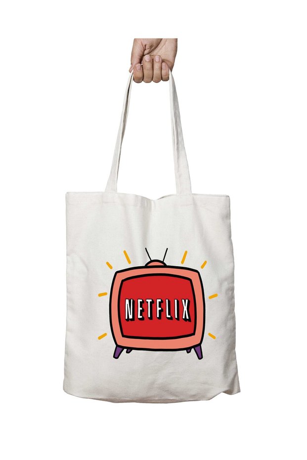 Netflix Png Transparent Two Sided Permanent Washable School Beach Shoulder Tote Bag