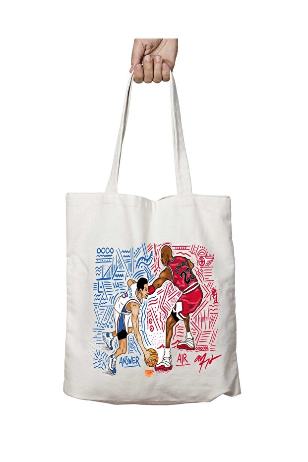 Basketball the Revolution Two Sides Durable Washable School Beach Shoulder Tote Bag