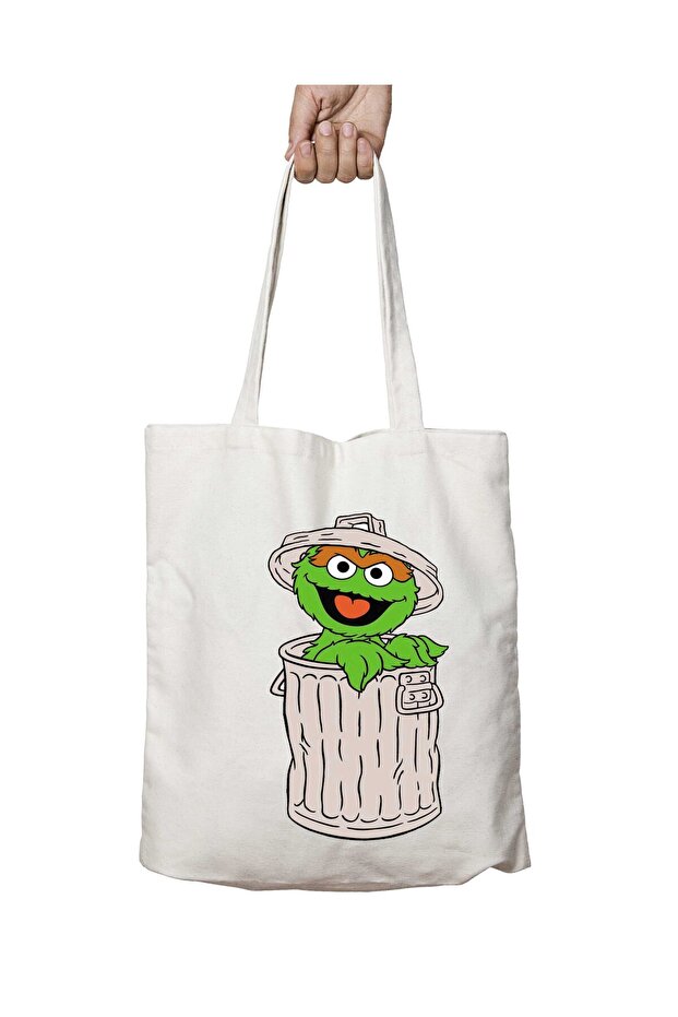 Sesame Street Trash Can Two-Sided Washable School Beach Shoulder Tote Bag