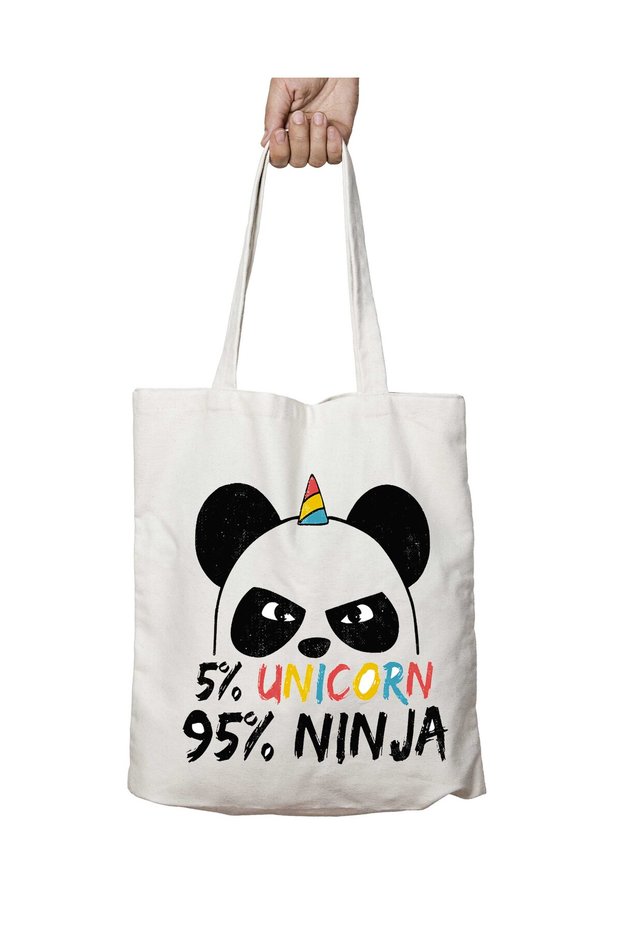Unicorn Ninja Two Sides Lasting Washable School Beach Shoulder Tote Bag