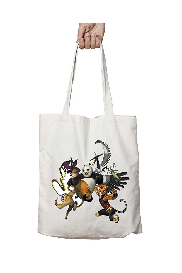 Kung Fu Panda Animation Two Sides Washable School Beach Shoulder Cloth Bag