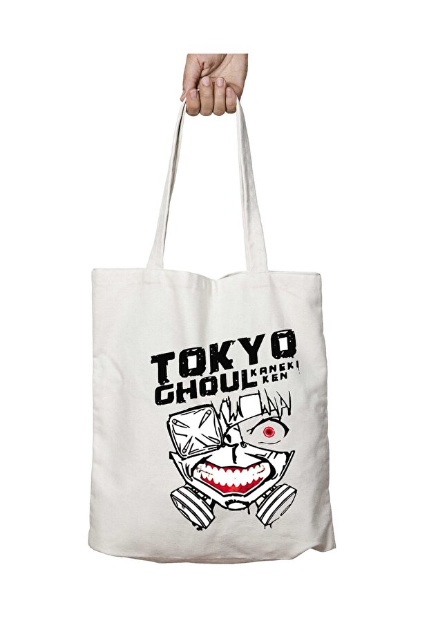Anime Tokyo Ghoul Face Two Sides Permanent Washable School Beach Shoulder Cloth Bag