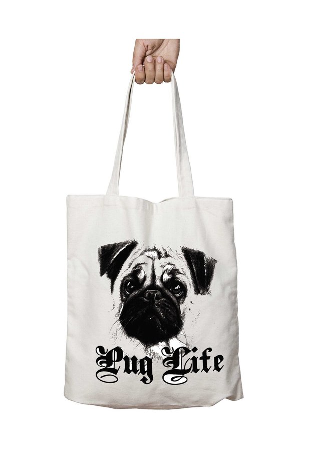 Pug Life Pug Hoodie Two Sides Washable School Beach Shoulder Tote Bag