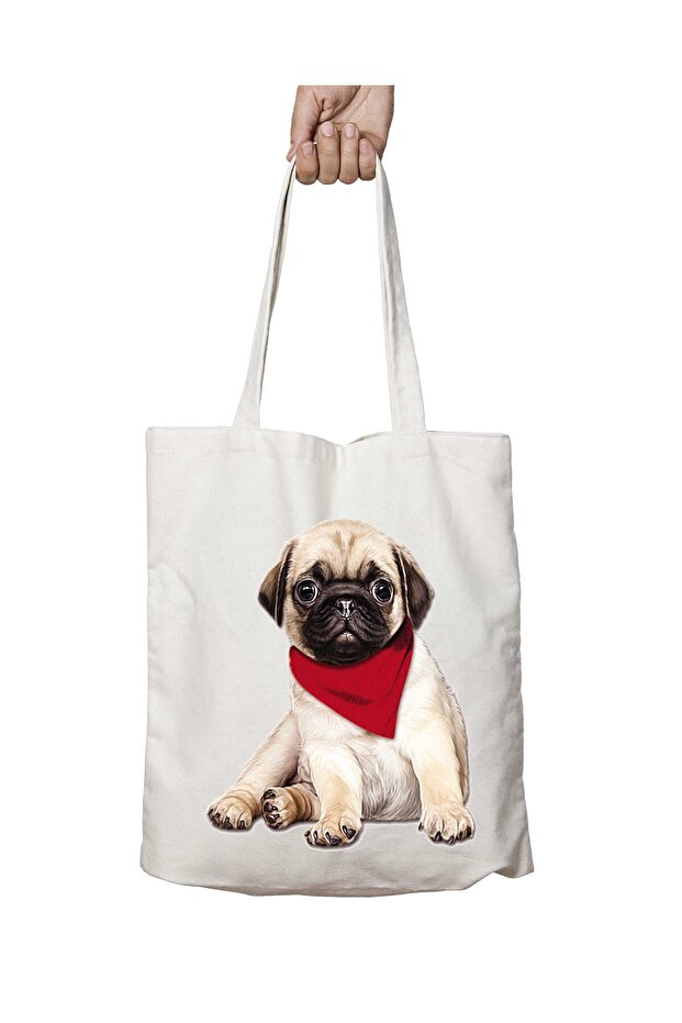 Puppy Dog Puppy Two Sides Permanent Washable School Beach Shoulder Cloth Bag