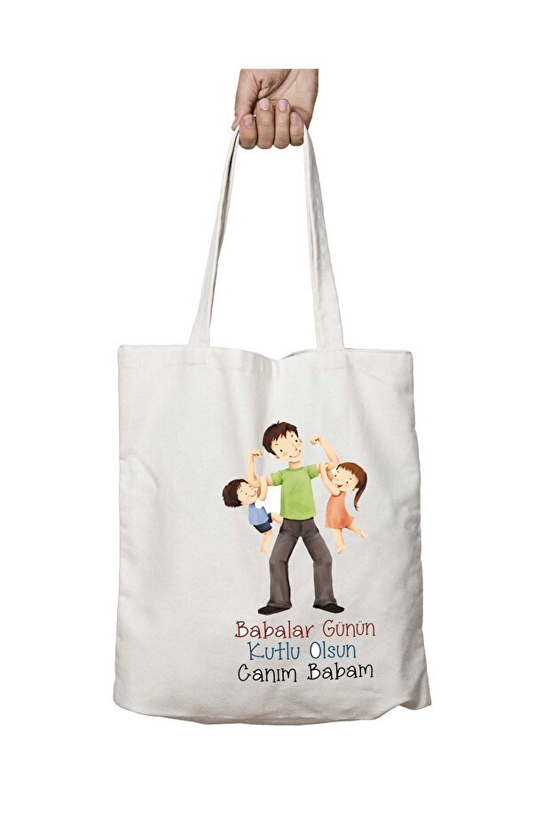 Happy Father's Day Dad Two Sides Permanent Washable School Beach Shoulder Tote Bag