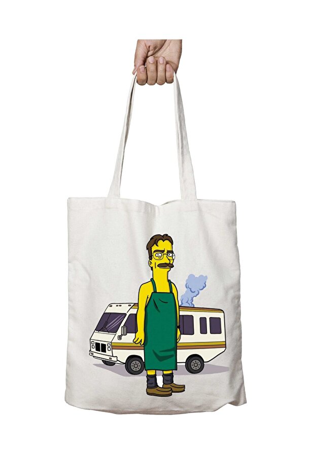 Breaking Bad Simpsons Two Sides Permanent Washable School Beach Shoulder Tote Bag