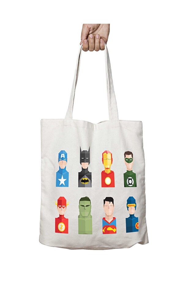 Marvel Super Hero Two Sides Washable Shoulder Tote Bag - for School and Beach