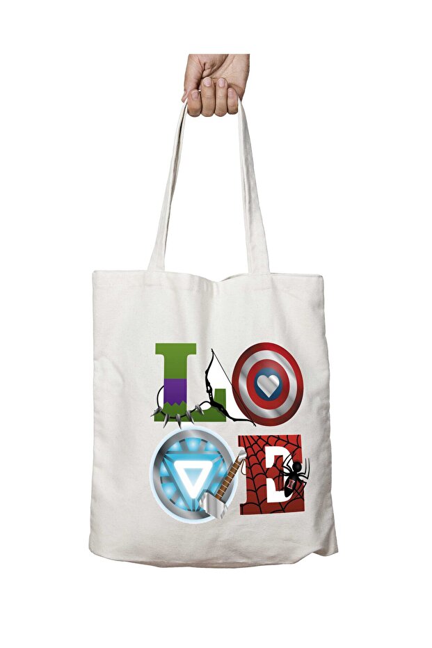 Marvel Avengers Love Two-Sided Washable School Beach Shoulder Tote Bag