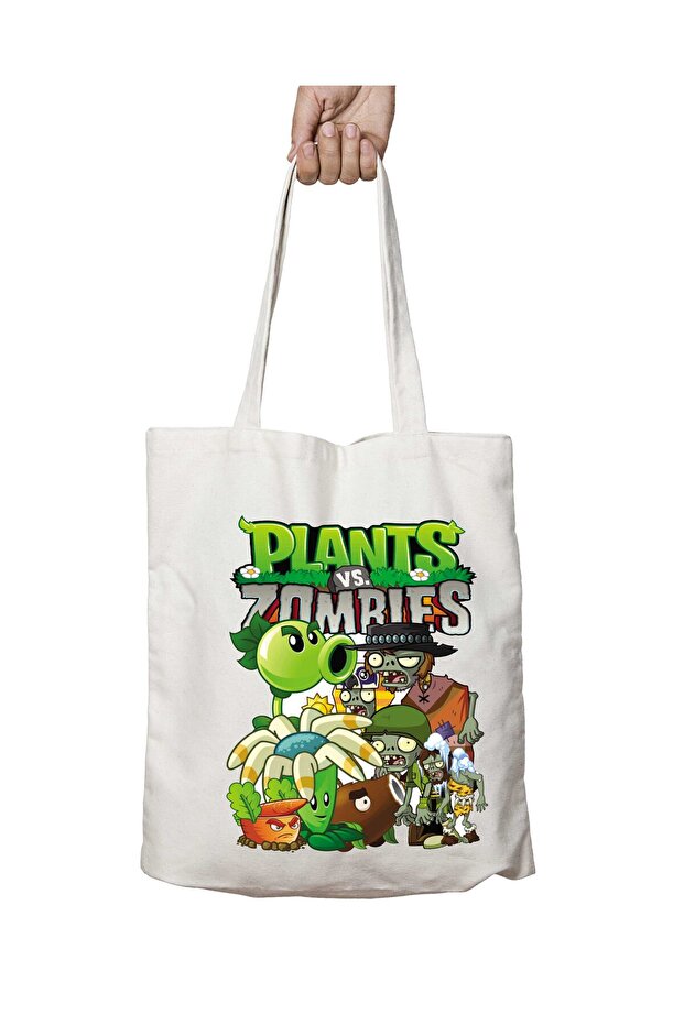 Zombie Plants Zombies Two Sides Permanent Washable School Beach Shoulder Tote Bag