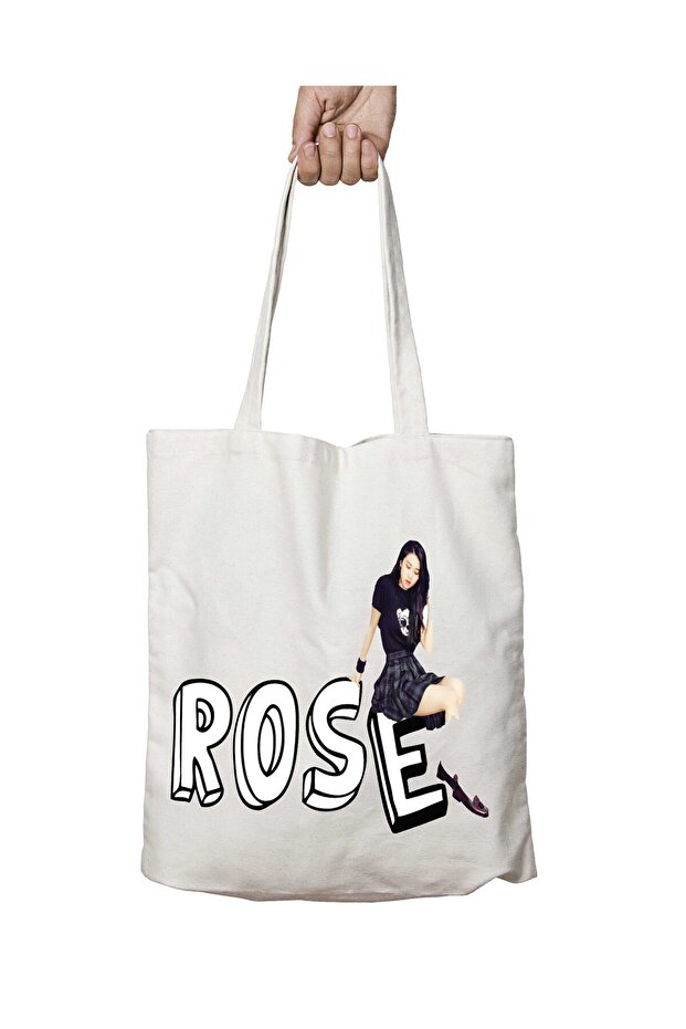 Blackpink Black Pink Rose Two Sides Washable School Beach Shoulder Tote Bag
