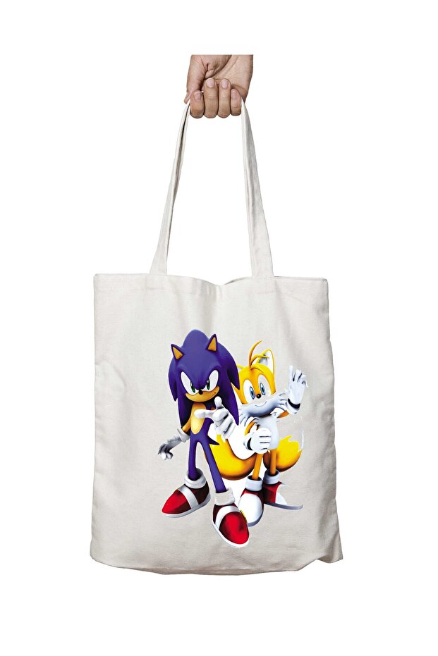 Sonic Character Blue Two Sided Washable School Beach Shoulder Tote Bag