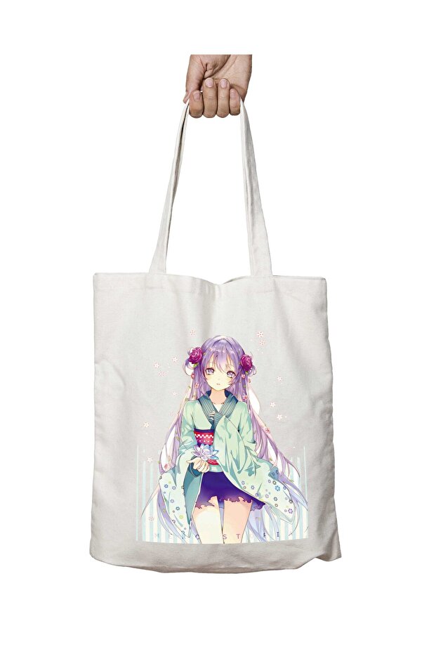 Anime Patterned Purple Haired - Washable Permanent Beach and School Bag