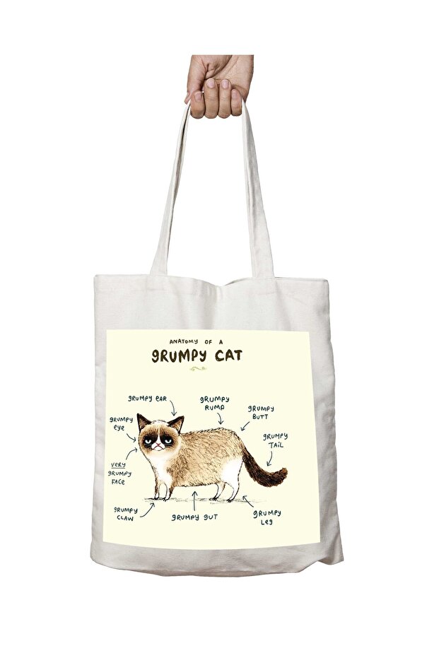 Cat Anatomy - Two Sides Permanent and Washable Shoulder Tote Bag