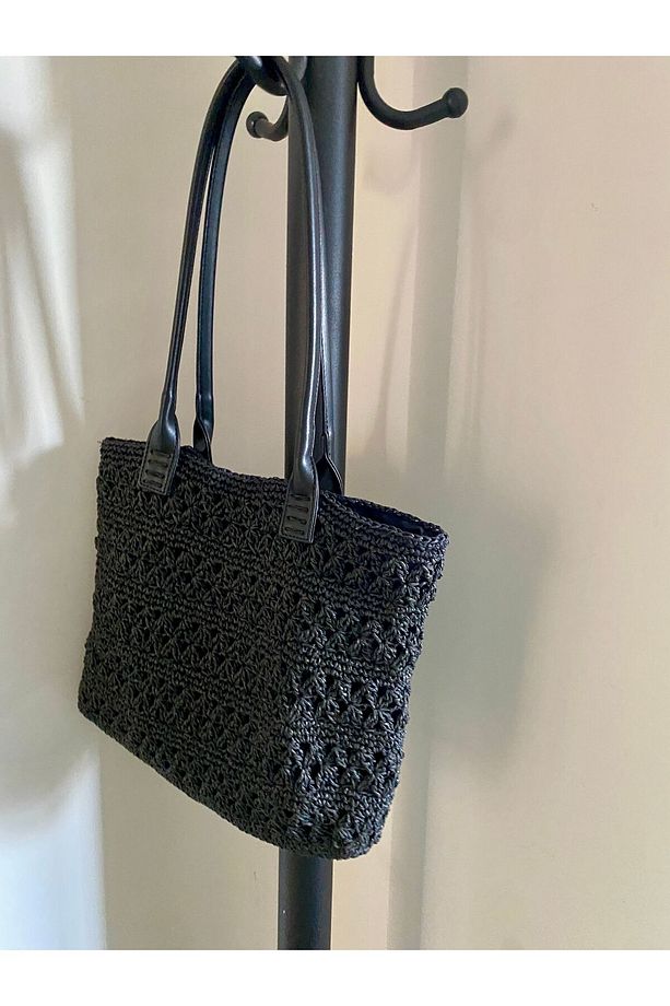 Çiçek Tote Hasır Çanta - 1