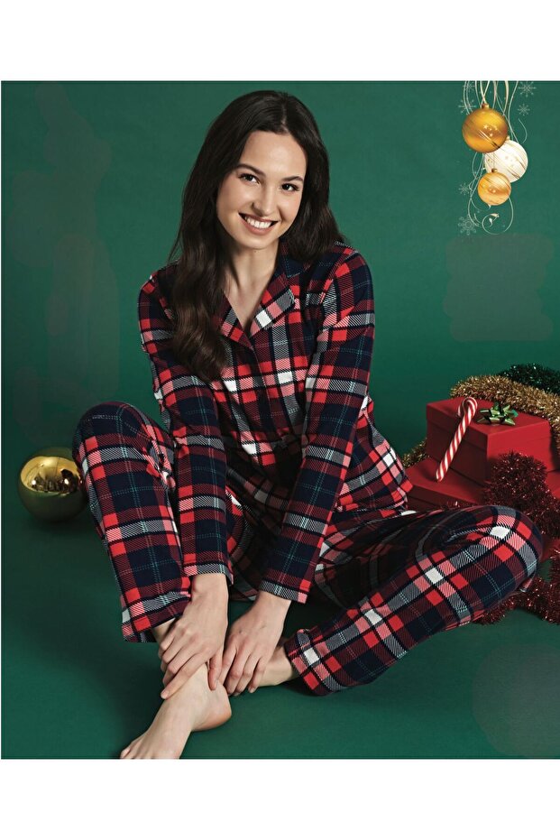 Women's Long Sleeve Buttoned Front Pajamas Set