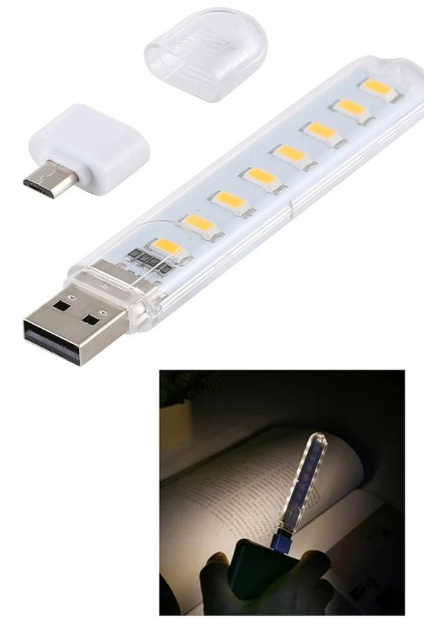 8 Ledli USB Girişli Portatif Led Kitap Okuma Kamp Bilgisayar Çalışma Masası Lambası - 1