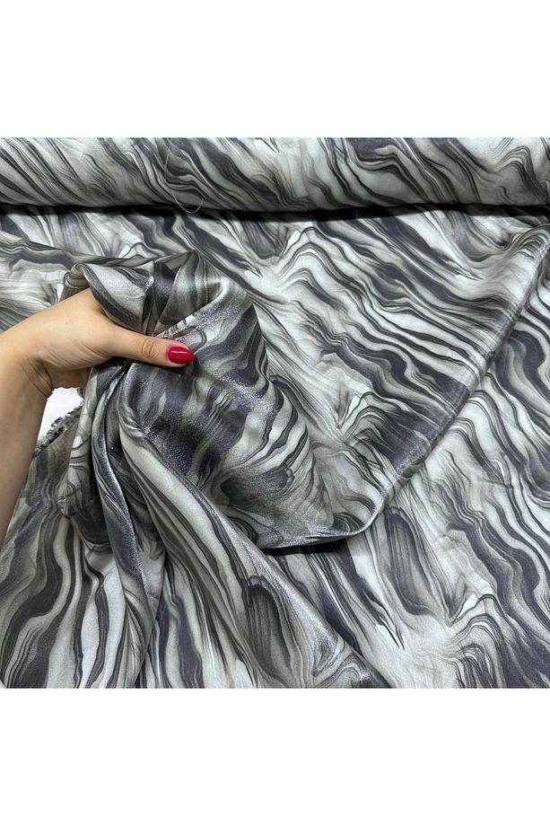 Floş Saten Kumaş Parlak Işıltılı Çift En Ombre Zebra Desenli - 7