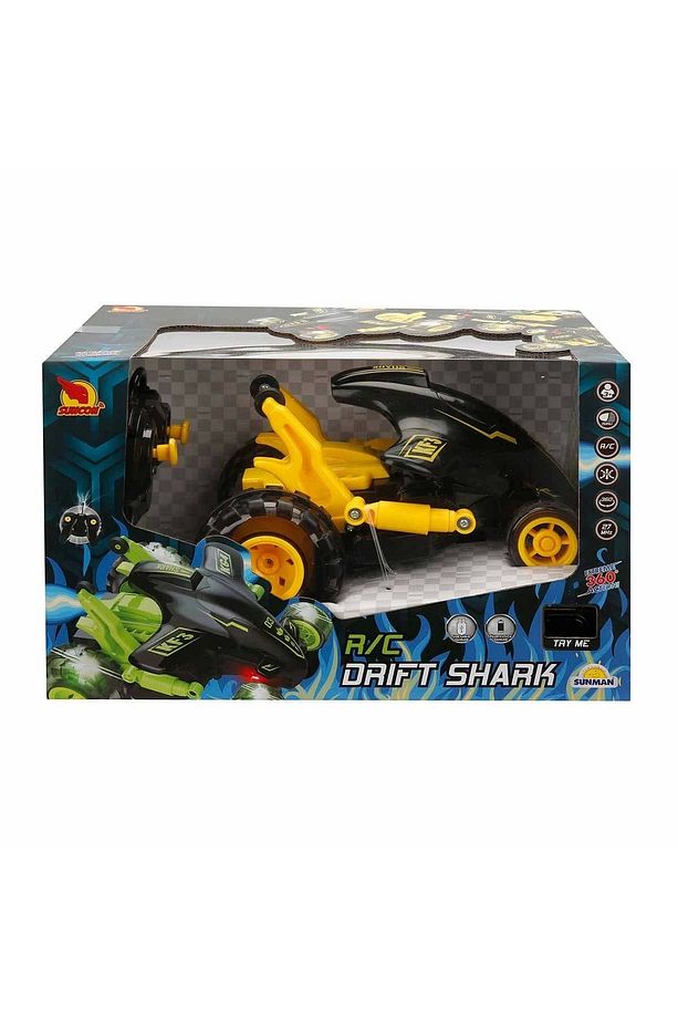 Drift Shark Işıklı 360 Derece Dönen Usb Şarjlı Uzaktan Kumandalı Araba - Sarı - 1