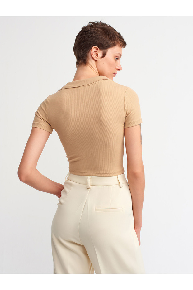 3775 Polo Yaka Tshırt-camel - 3