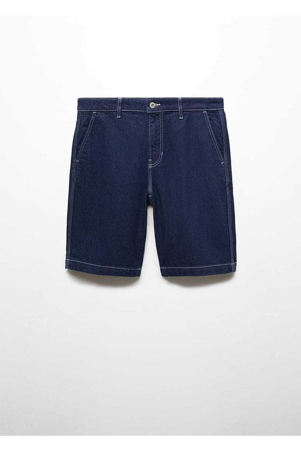 Pamuklu denim bermuda şort - 3