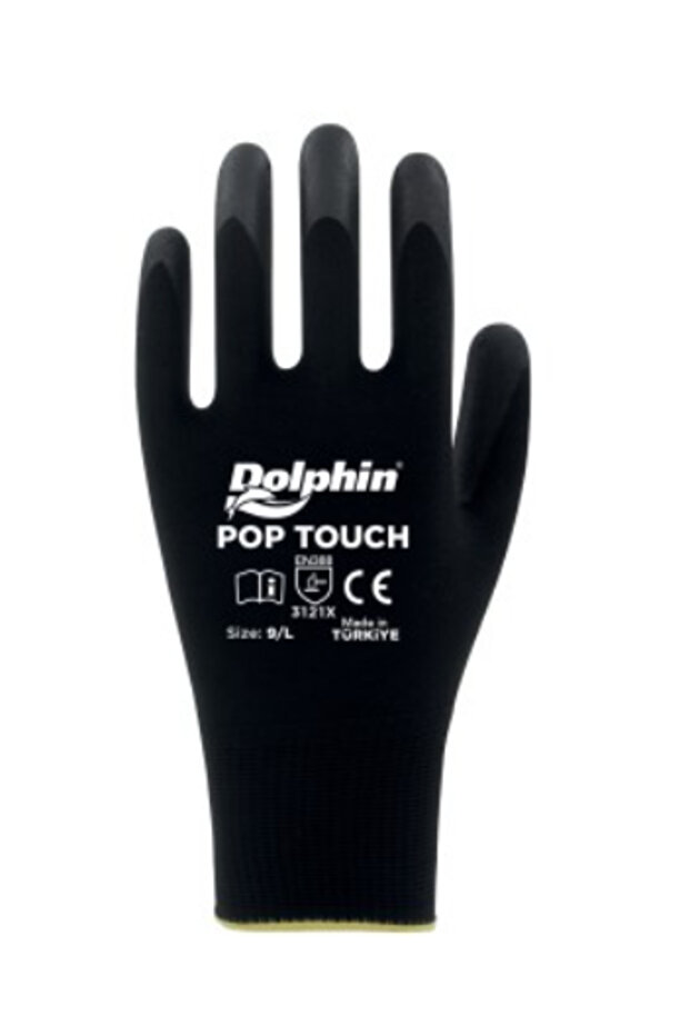 Pop Touch Siyah Polyester Poliüretan İş Eldiveni - 1