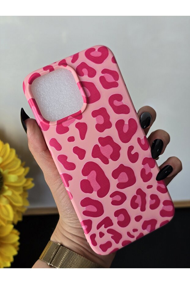 حافظة إطلاق بنمط الفهد الوردي المتوافقة مع هاتف Iphone 14 Pro Max - 3