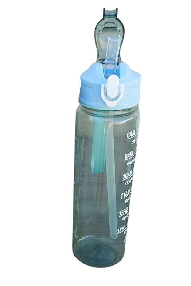 750ml Leak-Proof Plastic Sports Student Motivational Water Bottle with Straw