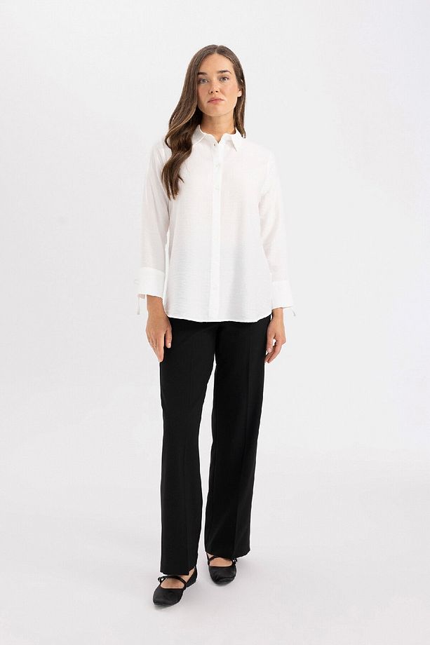 Regular Fit Basic Düz Uzun Kollu Gömlek C3819ax24sm - 2