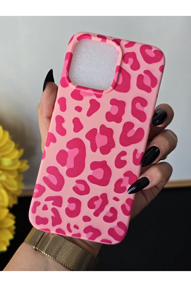 iPhone 15 Pro Compatible Pink Leopard Pattern Launch Case - 3
