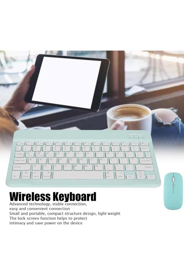 Smartab ST7160BK 7" Uyumlu Kablosuz Bluetooth Şarjlı Türkçe Q Klavye Mouse Seti - Yeşil - 4