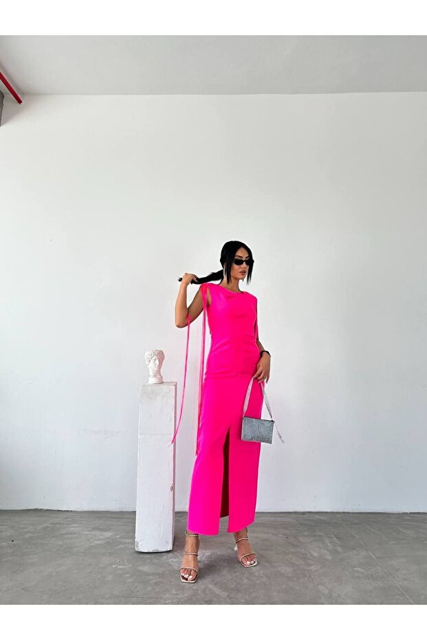 Rochie cu ciucuri cu umăr - 1