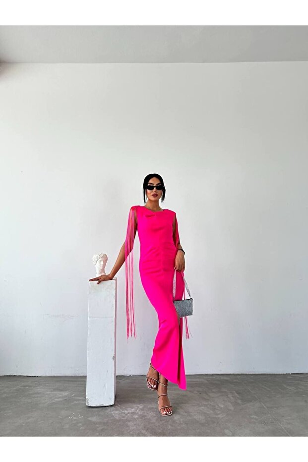 Rochie cu ciucuri cu umăr - 2