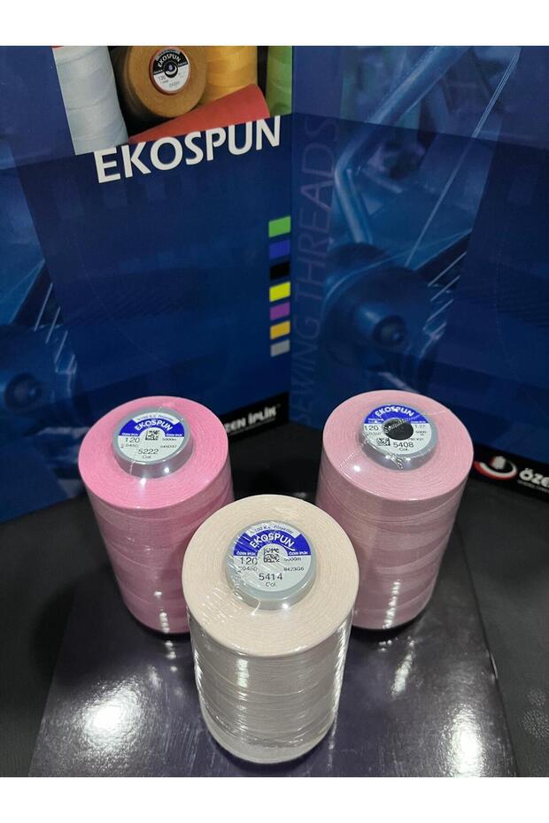 3' LÜ Set Dikiş Ipliği 120 No 5000m Polyester  EKOSPUN , YÜKSEK MUKAVVEMETLİ , ULTRA KALİTELİ - 2