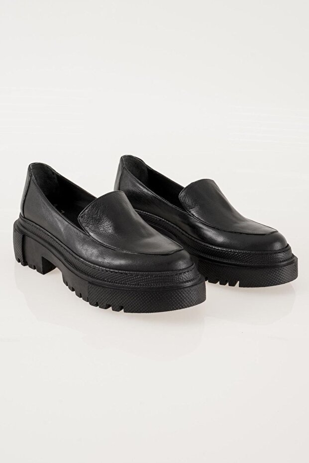 Genuine Leather Women's Moccasin Thick Serrated Sole Shoes