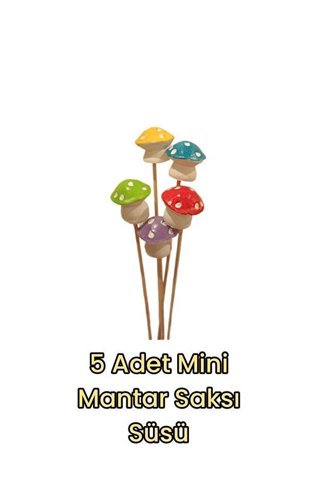 5 Adet Mini Mantar Saksı Süsü | - 1