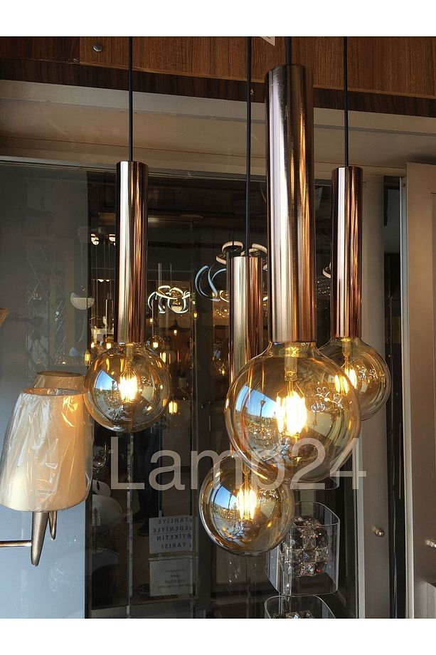 Flower 4’lü Sarkıt Led Ampül Dahil Modern Avize - Bakır Kaplama - 3