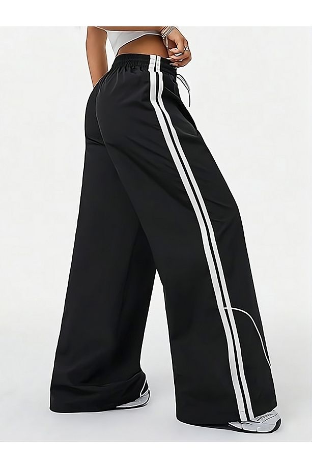 Y2k Line Detail Wide Unisex Bol Eşofman Altı - 1