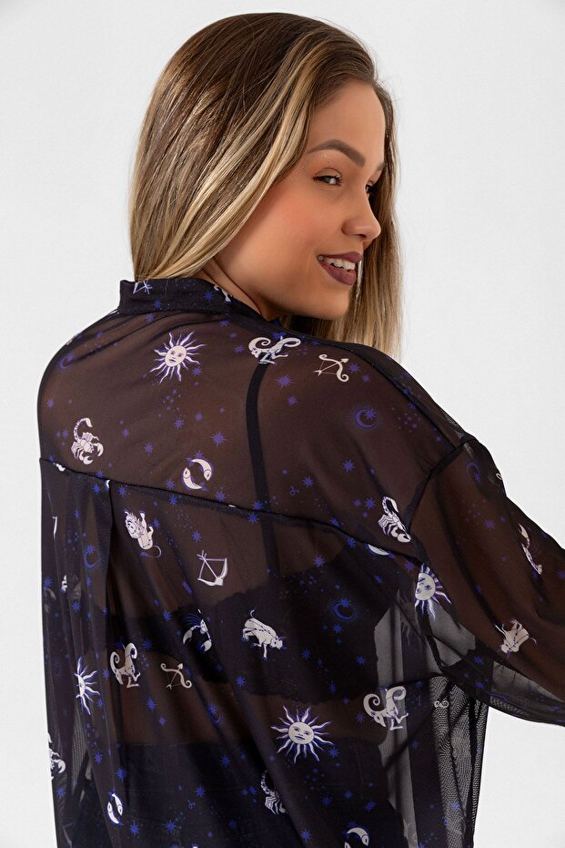 Oversize Tül Şifon Salaş Gömlek - 8