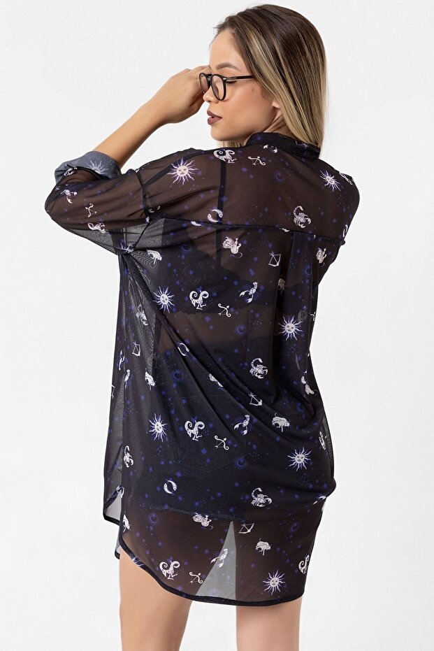 Oversize Tül Şifon Salaş Gömlek - 3