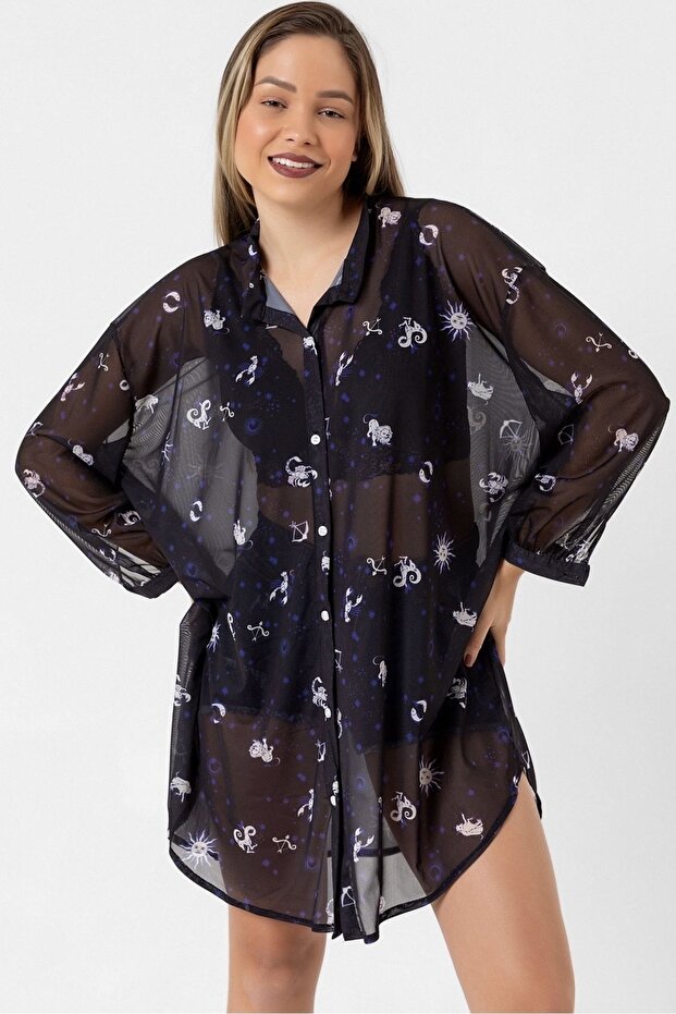 Oversize Tül Şifon Salaş Gömlek - 7