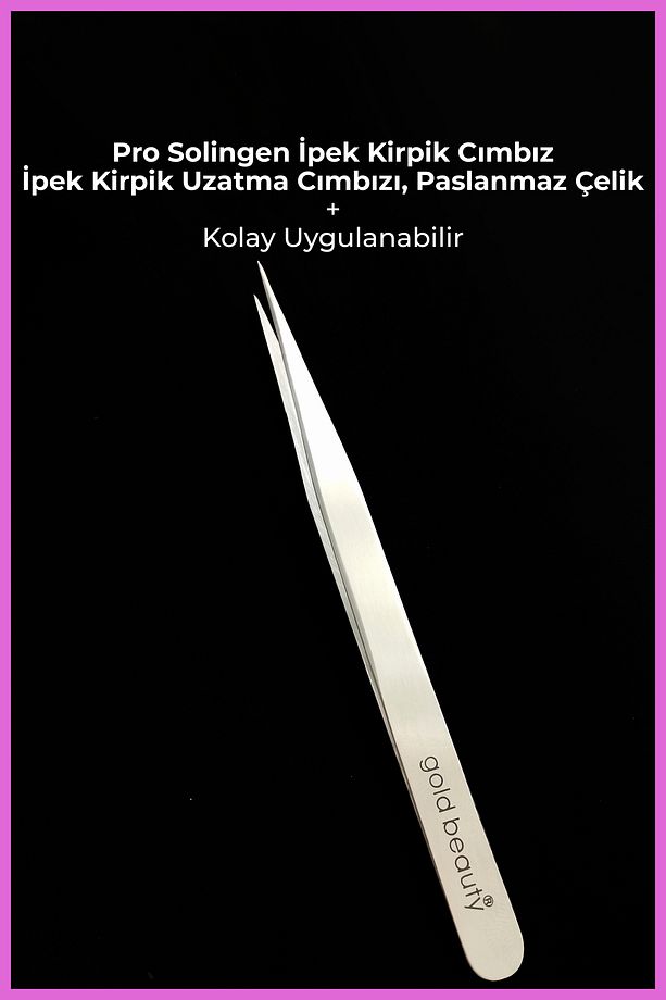 İpek Kirpik Uzatma Cımbızı, Profesyonel Solingen Gold İpek Kirpik Cımbız - 2