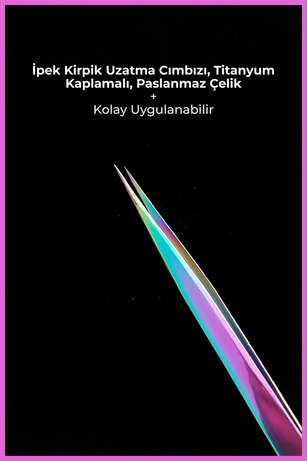 İpek Kirpik Uzatma Cımbızı, Titanyum Kaplamalı, Profesyonel Solingen Gold İpek Kirpik Cımbız - 1