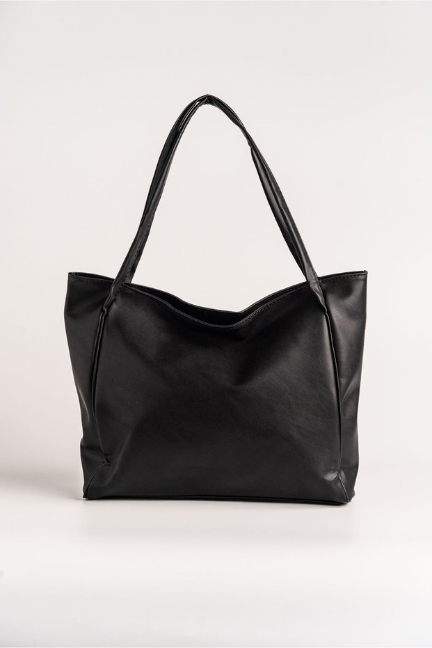 Women's Black Casual Zippered Hand and Shoulder Bag