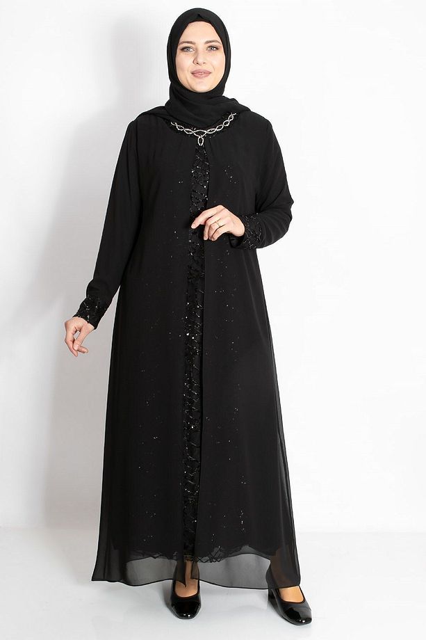 Pul Payet Detaylı Abiye Siyah TBS2218 - 1