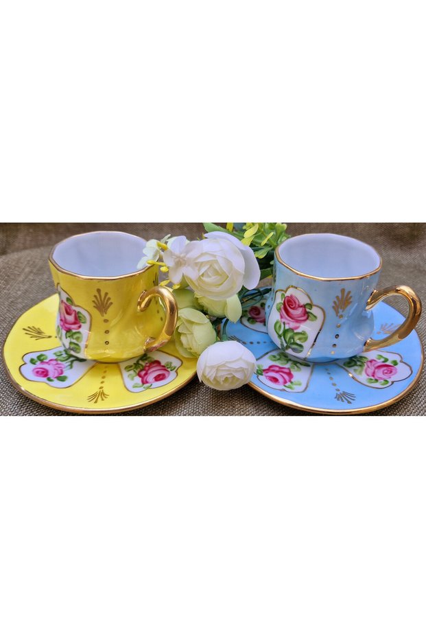 Saray Mini Porcelain Hand Painting Set of 2 Coffee Cups