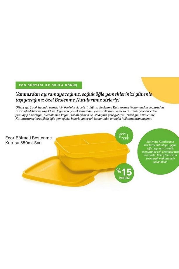 Bölmeli Beslenme Kutusu 550 Ml Sarı Kahvaltı Tabağı Hsgl - 3