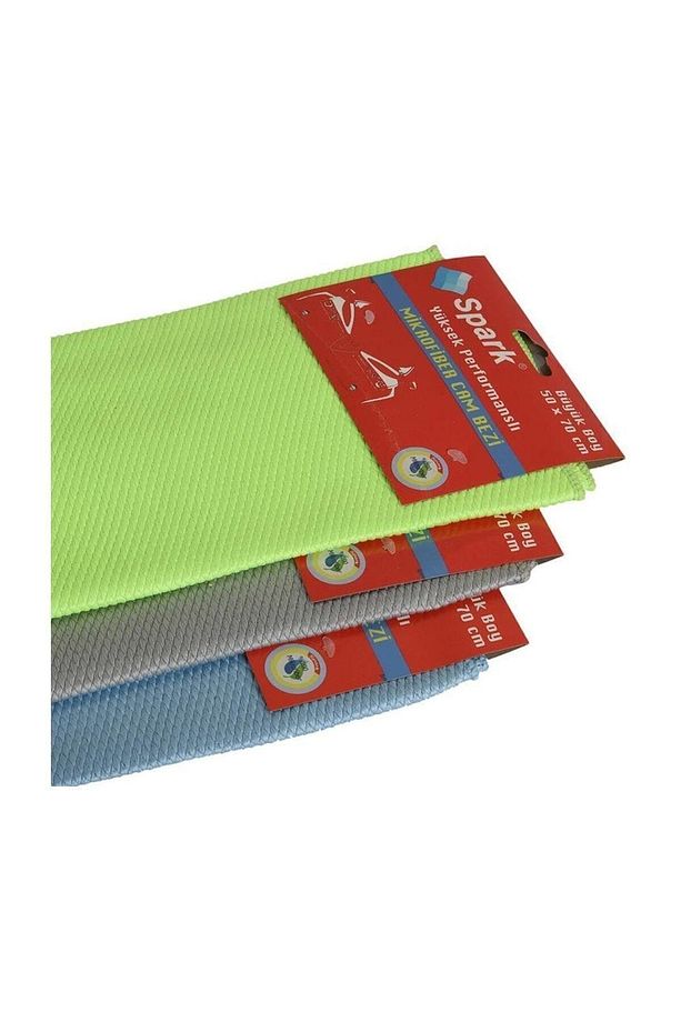 (3 ADET) Spark 2311 Mikrofiber Oto Kurulama ve Cam Temizlik Bezi 50x70 cm. Mavi - Yeşil - Gri - 7